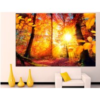 Herbst Wald Wand Kunst Leinwand, Bäume Leinwand Druck Dekor Landschaft von CanvasPrintStudioUA