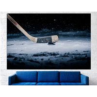 Hockey Leinwand Eishockey Wandkunst, Wandkunst von CanvasPrintStudioUA