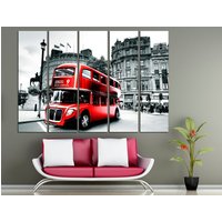 Roter Bus London Leinwanddruck England 3Er-Set Drucke Wall Print von CanvasPrintStudioUA