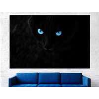 Schwarze Katze Print Extra Große Wand Kunst Katze-Wand-Dekor Katzen Poster Katze-Wand-Kunst-Dekor Housewarming Geschenk von CanvasPrintStudioUA