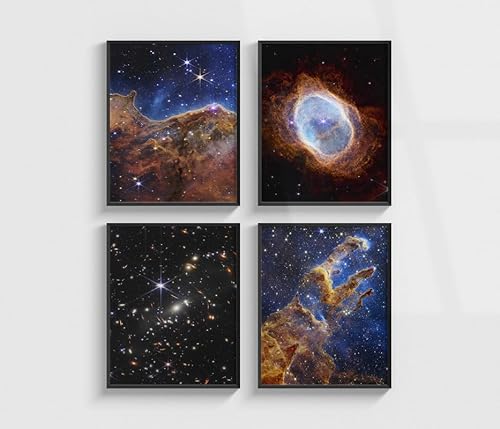 CanvasWAY - James Webb Set mit 4 Poster-Kunst, Weltraumposter, NASA James Webb Weltraumteleskop-Bilder, Carina-Nebel, großer Leinwand-Kunstdruck (61 x 91,4 cm) von CanvasWAY