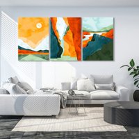 3Er Set Abstrakte Kunstdrucke, Mid Century Modern Leinwand Dekor, Boho Home Decor, Sonne Und Berg Leinwanddruck, Landschaft Wandkunst 3Er Set Abstrakte Kunstdrucke, Mid Century Modern Leinwand Dekor, Boho Home Decor, Sonne Und Berg Leinwanddruck, Landschaft Wandkunst von CanvasWallArtDecors