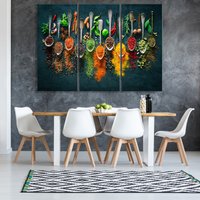 Gewürze Leinwanddruck, Küchen Wanddekor, Kräuter Großer Multi Panel Esszimmer Leinwand, Wandkunst, Kochgeschenk von CanvasWallArtDecors