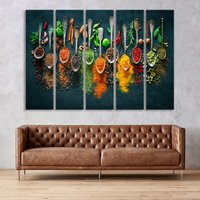 Gewürze Wand Kunstdruck, Küchen Wanddekoration, Kräuter Große Leinwand Druck, Multi Panel Esszimmer Leinwand, Küche Wandkunst, Koch Geschenk von CanvasWallArtDecors