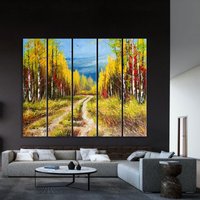 Leinwandbild, Landschaft Kunstdrucke, Wohn - Und Bürodekor, Strukturgemälde Leinwanddruck, Natur Wanddekor, Große Wald Wandkunst von CanvasWallArtDecors