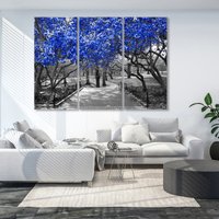 Nationalpark Leinwand Dekor, Landschaft Kunstdrucke, Blauer Baum Natur Fotodruck, Home Decor, Große Galerie Wandkunst Set von CanvasWallArtDecors
