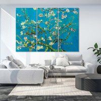 Van Gogh Wandbild, Wanddekoration, Mandelblüte, Wohn - Und Bürodekor, Berühmte Kunstdruck, Triptychon Leinwandkunst von CanvasWallArtDecors