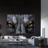 Wolfsaugen Leinwandbild, Tier Kunstdruck, Wohn - Und Bürodekor, Tiergemälde, Große Gerahmte Wandkunst, Modernes Kunstwerk von CanvasWallArtDecors