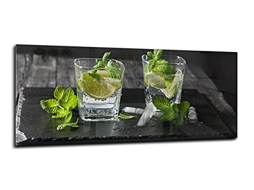 CANVAS FLY Wandbild aus Glas, Deko für Küchenrückwand, Wandpaneele Gehärtet, Deko-Glasplatte aus Vorgespanntem Glas, Spritzschutz für die Küche 125x50 | Limette von Canvasfly