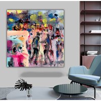 Abstrakte Struktur Auf Leinwand, Handgemaltes Ölgemälde, Fertige Wanddeko, Lebendige Farben Garantiert von CanvasplusArt