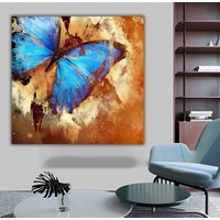 Butterfly Strukturiertes Leinwandbild, Handgemachtes Ölgemälde Textur, Fertiges Wandbild, Wandbild Zum Aufhängen von CanvasplusArt
