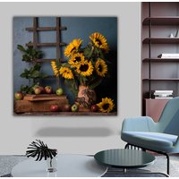 Sonnenblumen Leinwandbild, Fertig Zum Aufhängen, Leuchtende Farben Druck Garantiert von CanvasplusArt