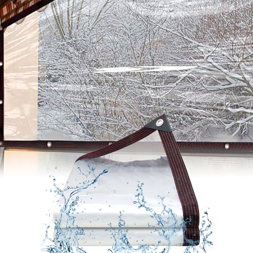 Caossuixin 2x3m Abdeckplane Transparente Plane mit Ösen, Balkon PE Plane Wasserdicht Durchsichtig Faltbar Regenschutz, Plane Transparent mit Ösen für Gartenmöbel Terrassen Pflanzen Pet Hutch Dach von Caossuixin