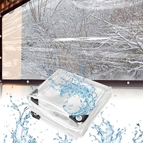 Caossuixin 2x3m Abdeckplane Transparente Plane mit Ösen, Balkon PVC Plane Wasserdicht Durchsichtig Faltbar Regenschutz, Plane Transparent mit Ösen für Gartenmöbel Terrassen Pflanzen Pet Hutch Dach von Caossuixin