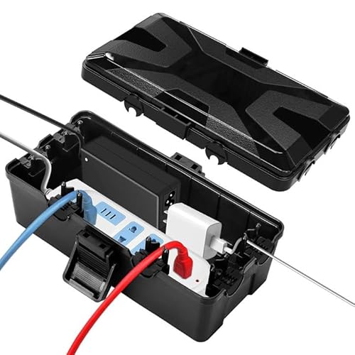 Caossuixin Kabelbox Wasserdicht IP54, Wasserdichte Kabelbox Schwarz, Wasserdicht Kabelsicherheitsbox, Abzweigdose Wasserdicht Schützen für Steckdose, Steckdose, Plug(26.1 * 15 * 9.4cm)-Schwarz von Caossuixin
