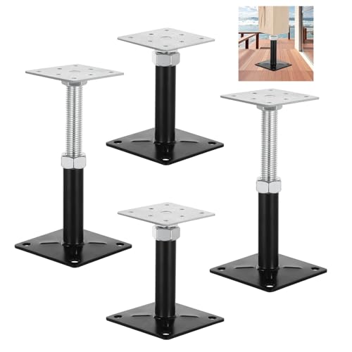 Caossuixin Pfostenträger 100 x 100 mm 4er Set, Pfostenträger Höhenverstellbar 130-200mm, Pfostenträger Verstellbar Verzinkt zum Aufschrauben Stützenfuß Stützfuß Bodenfuß Betonfuss von Caossuixin
