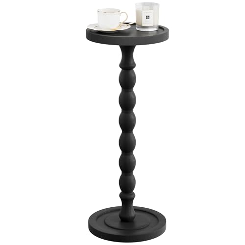 Caossuixin Runder Beistelltisch, W 9.4" * H 23.8" Rund Kaffeetisch, Beistelltisch Holz Schwarz, Sofatisch, Garten, Nachttisch, Nachtisch Beistelltisc, Cocktailtisch für kleine Räume, Schwarz von Caossuixin