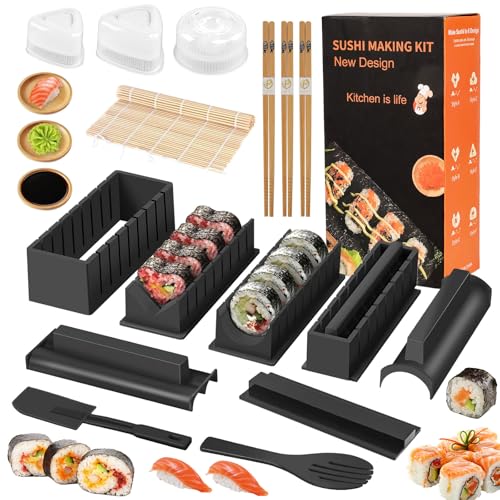 Caossuixin Sushi Maker Set, 20 Teiliges Sushi Set, Sushi Starter Set zum Selber Machen, Multifunktionale Sushi Kit mit Sushi Teller, Sushi Förmchen, Sushi Rolle, Stäbchen, Spatel Caossuixin Sushi Maker Set, 20 Teiliges Sushi Set, Sushi Starter Set zum Selber Machen, Multifunktionale Sushi Kit mit Sushi Teller, Sushi Förmchen, Sushi Rolle, Stäbchen, Spatel von Caossuixin