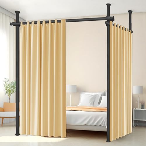 Raumteiler Paraventgestell Gardinenstange, ohne Bohrung Vorhangstangen Paravent, Flexibel Einstellbare Stehende Hängend Raumtrenner Trennwand für Wohnzimmer, Schlafzimmer, B 280 cm x H 317 cm,Schwarz von Caossuixin