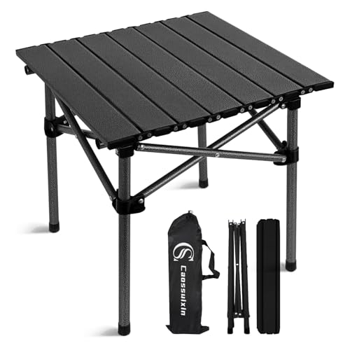 Tragbarer Campingtisch mit Tragetasche, Camping Beistelltisch, Tragbarer Tisch Tragbar für Picknick, Klapptisch Klein Faltbar für Camping Picknick Kochen Garten Wandern Reisen 53.51 * 50 cm (Schwarz) von Caossuixin
