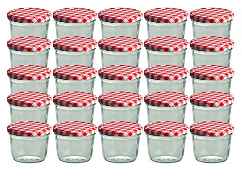 CapCro 25er Set Sturzglas 230 ml Marmeladenglas Einmachglas Einweckglas To 82 rot karierter Deckel von CapCro