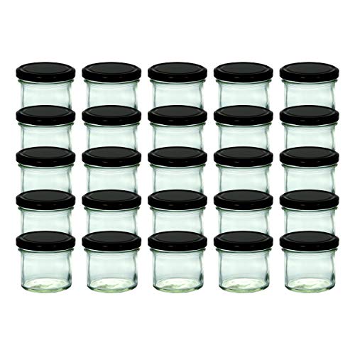 CapCro 25er Set Sturzgläser 125 ml Schwarze Deckel to 66 Marmeladengläser Einmachgläser Einweckgläser von CapCro