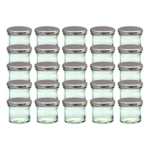CapCro 25er Set Sturzgläser 125 ml Silberne Deckel to 66 Marmeladengläser Einmachgläser Einweckgläser von CapCro