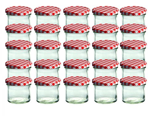 CapCro 25er Set Sturzglas 125 ml Marmeladenglas Einmachglas Einweckglas To 66 rot karierter Deckel von CapCro