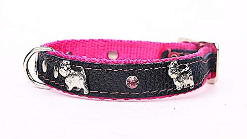 Capadi K0864 Hundehalsband verziert mit Metallaplikation weich unterlegt und Starkes Hundehalsband aus Echtleder, Pink, Breite 20 mm, Länge 45 cm von Capadi