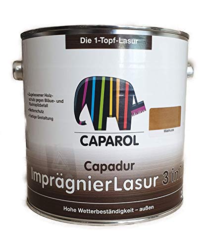 Caparol Capadur ImprägnierLasur 3 in 1 gegen Fäulniss und Bläue Größe 2,5 LTR, Farbe walnuss von Caparol