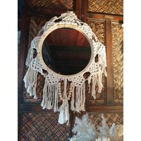 Spiegel Aus Rattan Und Makramee, Kollektion „Boho Chic" von CapdelaBigne