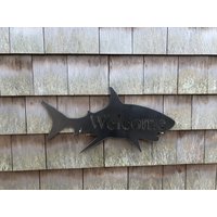 Metal Art Willkommensschild - Hai Küstenserie Individuelle Größen Phrasen Hausnummer Namen Und Mehr von CapeCodMetalArt