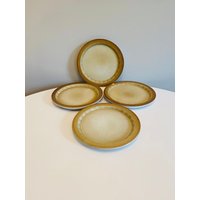 Ceramano Keramik West Germany Salatteller, 4Er Set, Braun/Beige Luncheon Teller, Mid Century Modern Speisegeschirr, Boho Dekor von CapeCodModern