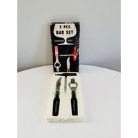 Vintage Bar Werkzeug Set, Cocktail Set in Original Box, 3 Stück Nassau Flaschenöffner, Korkenzieher, Pronged Citrus Messer von CapeCodModern