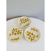 Vintage Royal Ironstone Sweet & Low Pattern Salatteller, 3Er Set, China Speiseteller, Mid Century Geschirr, Gold Floral Teller von CapeCodModern