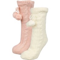 Capelli New York Kuschelsocken mit Zopfmuster und Bommeln von Capelli New York