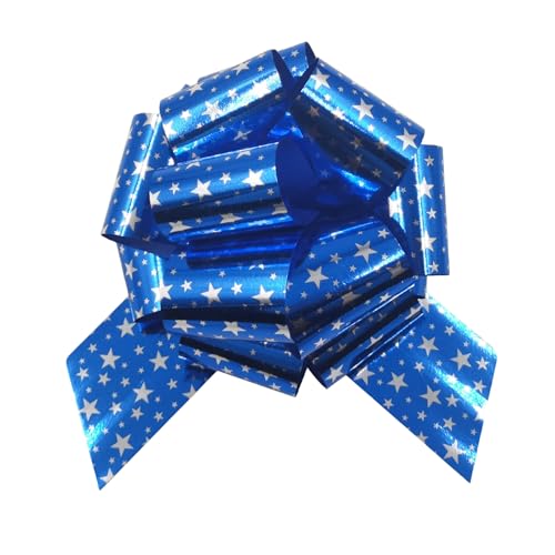 Capesaro 6 x große Schleifen mit Sternen, Geschenkschleifen, für Party, Hochzeit, Geschenk, Schleifen, wiederverwendbar, Geburtstagsband zum Verpacken von Boxen und dekorativen Akzenten (blau) von Capesaro