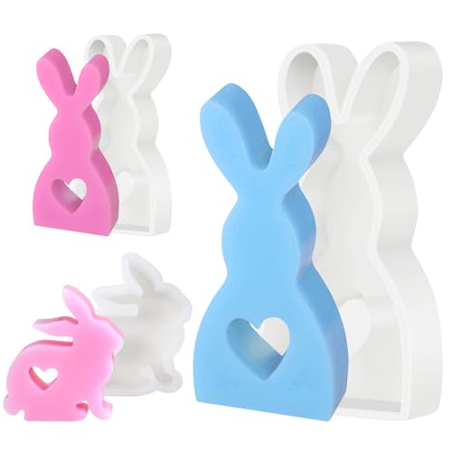 Capgoost Osterhase Silikonformen Gießformen, 3 Stück Silikonform Ostern, 3D Osterhase Gießformen, DIY Silikon Kerzenform, Ostern Kaninchen Silikonform, Kreative Silikonform für Kerzenherstellung(C) von Capgoost