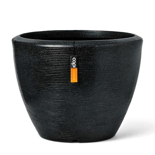 Capi Europe - Blumentopf Kugel Arc Granite - 34x25 - Schwarz - Blumentopf für den Innen- und Außenbereich - Bruchfest - 100% recycelbar NBLS8031 von Capi Europe