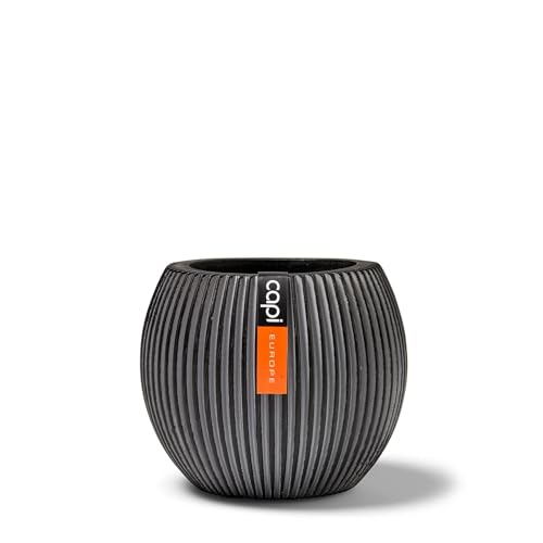 Capi Europe - Gefäß Kugel Groove Anthracite & Ivory - 22x18 - Anthrazit - Öffnung Ø16 - Blumentopf für drinnen - BGVZ103 von Capi Europe