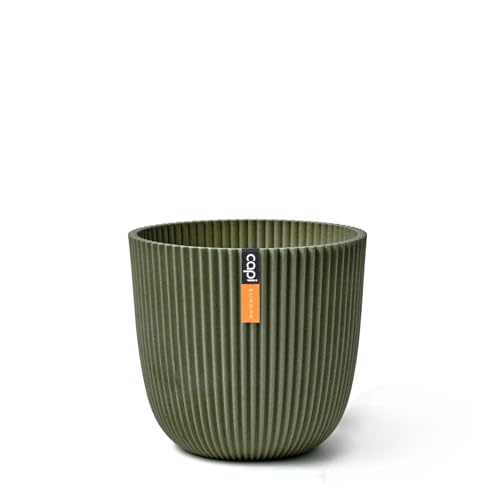 Capi Europe - Blumentopf Kugel Groove 'Made with' Kunstrasen grün - 13x12 - Blumentöpfe für drinnen und draußen - Hergestellt aus recycelten Materialien von Capi Europe