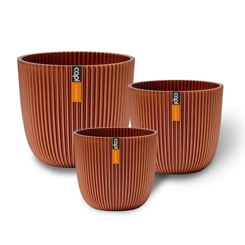 Capi Europe - Geschenkset Blumentopf Kugel Groove 'Made with' Metallic Kupfer - Set S - Blumentöpfe für drinnen und draußen - Hergestellt aus recycelten Materialien von Capi Europe