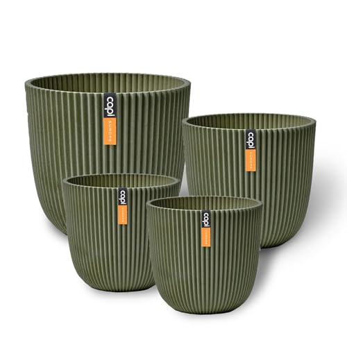 Capi Europe - Geschenkset Blumentopf Kugel Groove 'Made with' Kunstrasen grün - Set M - Blumentöpfe für drinnen und draußen - Hergestellt aus recycelten Materialien von Capi Europe