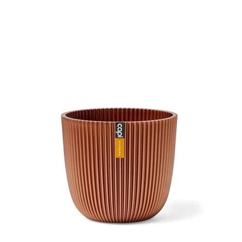 Capi Europe - Blumentopf Kugel Groove 'Made with' Metallic Kupfer - 25x23 - Blumentöpfe für drinnen und draußen - Hergestellt aus recycelten Materialien von Capi Europe