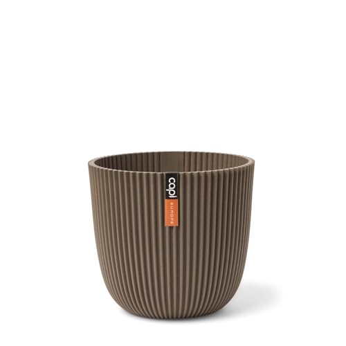 Capi Europe - Blumentopf Kugel Groove 'Made with' Warm Taupe - 17x15 - Blumentöpfe für drinnen und draußen - Hergestellt aus recycelten Materialien von Capi Europe