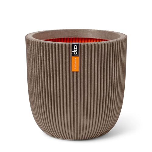 Capi Europe - Blumentopf Kugel Groove NL - 43x41 - Warm Taupe - Öffnung Ø35 - Blumentopf für den Innen- und Außeneinsatz - Bruchsicher - 100% recycelbar - KGVWT933 von Capi Europe