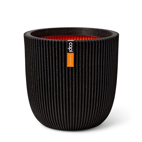 Capi Europe - Blumentopf Kugel Groove NL - 54x52 - Schwarz - Öffnung Ø46 - Blumentopf für den Innen- und Außeneinsatz - Bruchsicher - 100% recycelbar - KGVBL935 von Capi Europe