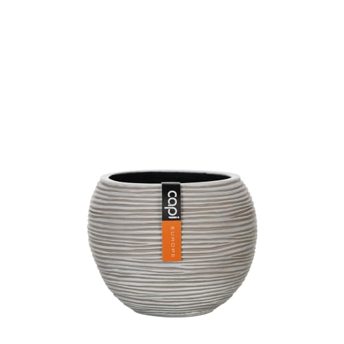 Capi Europe - Gefäß Kugel Rib Anthracite & Ivory - 30x25 - Elfenbein - Öffnung Ø22 - Blumentopf für drinnen - BOFI104 von Capi Europe