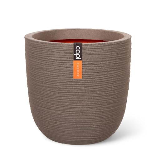 Capi Europe - Blumentopf Kugel Rib NL - 55x53 - Warm Taupe - Öffnung Ø46 - Blumentopf für den Innen- und Außeneinsatz - Bruchsicher - 100% recycelbar - KWTR935 von Capi Europe