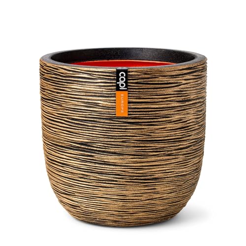 Capi Europe - Blumentopf Kugel Rib NL - 43x41 - Gold - Öffnung Ø35 - Blumentopf für den Innen- und Außeneinsatz Bruchsicher - 100% recycelbar - KBGR933 von Capi Europe